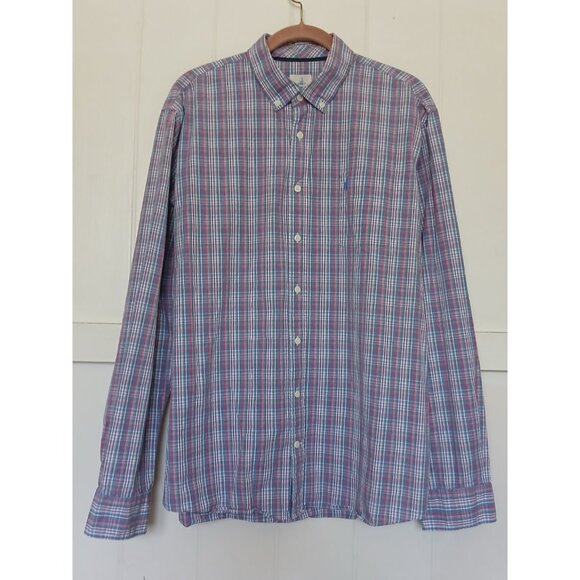 Johnnie-O Shirt Harbour Hangin' Out Button Mens XL Gemini Blue Plaid Long Sleeve - Picture 12 of 12